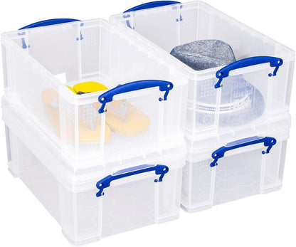 Really Useful Box Aufbewahrungsbox 9 Liter transparent, 4er-Set