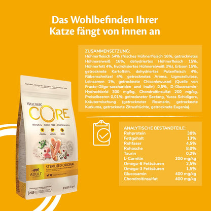 Wellness CORE Sterilised Original Katzenfutter Huhn & Truthahn 4 kg