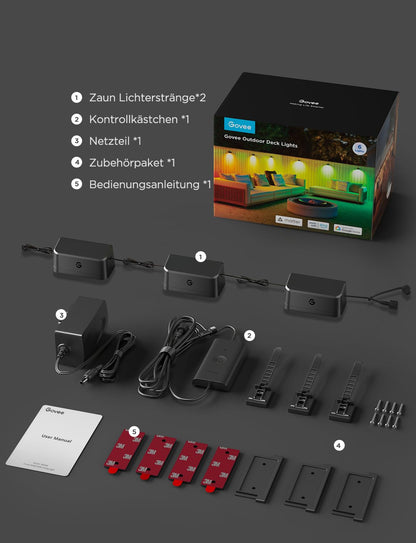 Govee Outdoor Zaunleuchte RGBWIC IP65 Matter - 6er Set