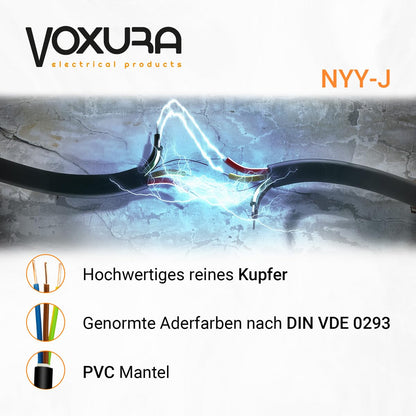 NYY-J Stromkabel 5x2,5 mm² Erdkabel – 50m Ring Aussenverlegung