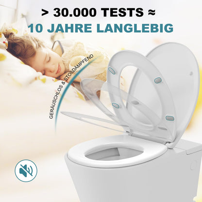 Meejee WC-Sitz mit Absenkautomatik, oval, weiss, Urea-Duroplast