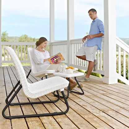 Keter Lounge Set Rio Gartenlounge Kunststoff Rattanoptik weiss
