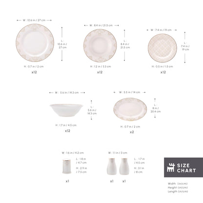 Karaca Tafelservice 53-teilig für 12 Personen – Weiss