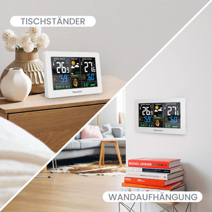 Newentor Wetterstation Funk - mit 2 Aussensensoren DCF weiss