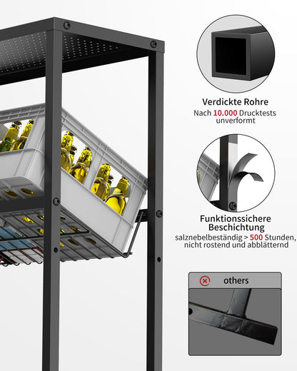 Rainsworth Getränkekistenregal mit Ablage - für 6 Kisten Schwarz