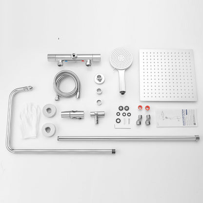 Auralum Duschsystem Thermostat Regendusche 30x30 cm - Chrom