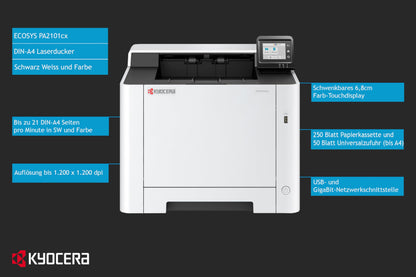 Kyocera Ecosys PA2101cx Farblaserdrucker für Büro & Homeoffice