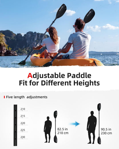 Abahub Kajakpaddel verstellbar 210-230 cm 3-teilig schwarz