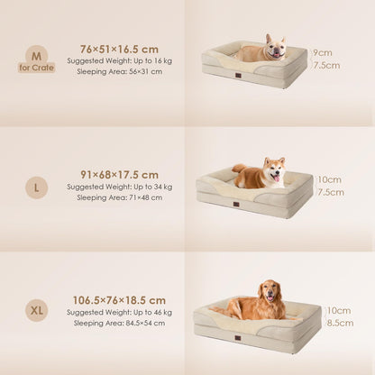 EHEYCIGA Orthopädisches Hundebett gross – Memory Foam, Beige