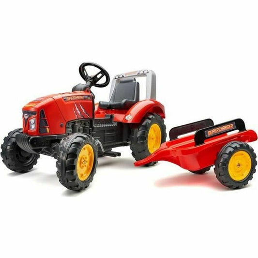 Falk 2020AB Supercharger Trettraktor – Rot mit Anhänger