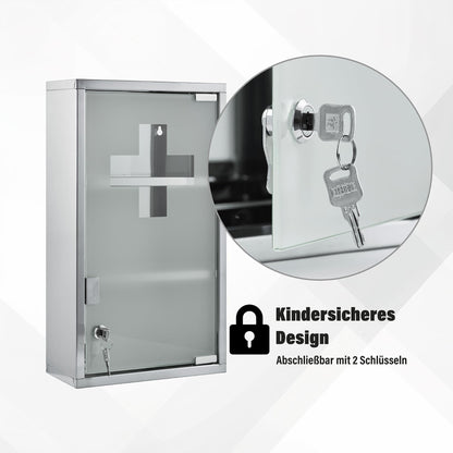 Zedelmaier Medizinschrank Edelstahl hängend, abschliessbar, 3 Fächer