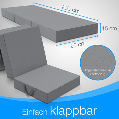 ELONEO Klappmatratze Schaumstoff 90x200x15 cm - Grau