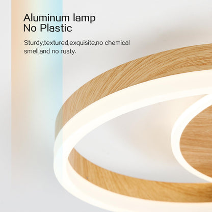 Amdelne LED Deckenleuchte 2-Ringe - Holzoptik Dimmbar 50cm