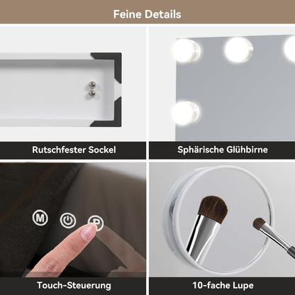 YU YUSING Schminkspiegel mit Beleuchtung 58x45 cm, 15 LED dimmbar