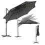 SONGMICS Ampelschirm 300 cm, Sonnenschirm mit Solar-LED, UPF 50+, grau, Kreuzfuss aus Stahl