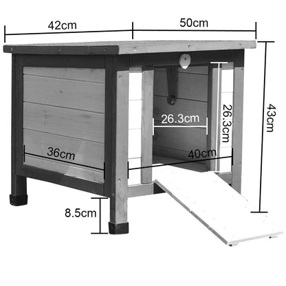 Melko Katzenhaus Grau/Weiss 50x45x43 cm mit klappbarem Dach und Rampe