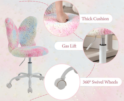 chairus Kunstfell Kinder Drehstuhl ohne Armlehne - Rosa