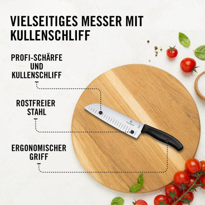 Victorinox Swiss Classic Santokumesser Kullenschliff 17 cm schwarz