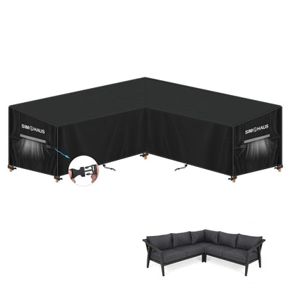 SIMPHAUS Gartenmöbel Abdeckung V-Form 420D Oxford wasserdicht 255x255, graue Abdeckhülle für Lounge-Ecksofas