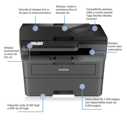 Brother DCP-L2665DW Multifunktions Laserdrucker Monochrom WLAN
