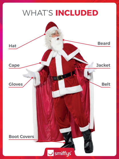Smiffys Deluxe Weihnachtsmann-Kostüm Rot – Komplettset