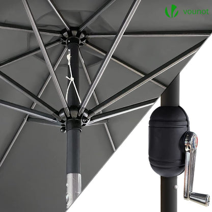 VOUNOT Sonnenschirm 270 cm knickbar mit Kurbel, UV-Schutz, Grau