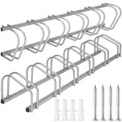 tectake Fahrradständer für 6 Fahrräder, Wand- und Bodenmontage aus beschichtetem Stahl