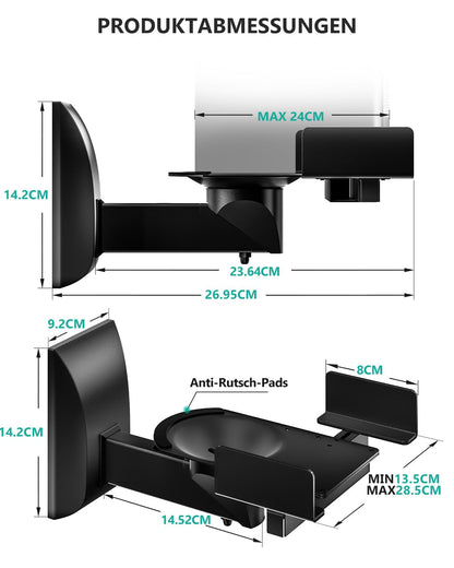 WALI Lautsprecher-Wandhalterung SWM201, 2er-Set, bis 25 kg, Schwarz