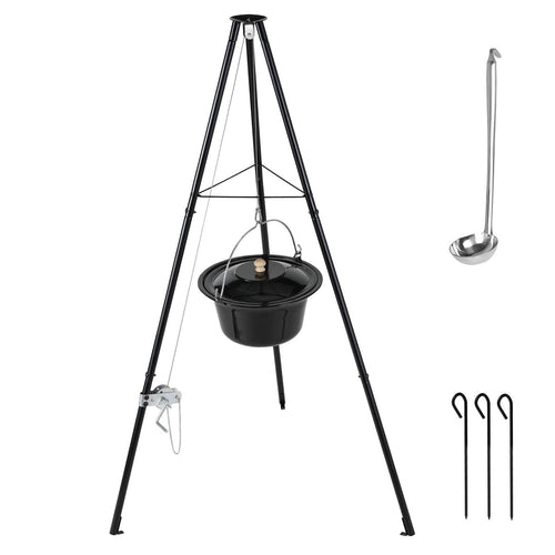 TLSUNNY Gulaschkessel 10L Emaille Set - Dreibein & Löffel