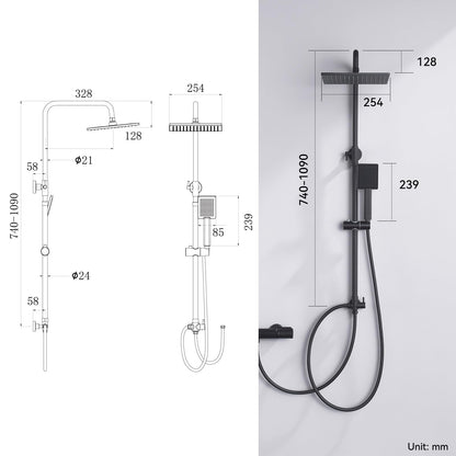 Auralum Regendusche Duschsystem 25x25cm - Schwarz, ohne Armatur