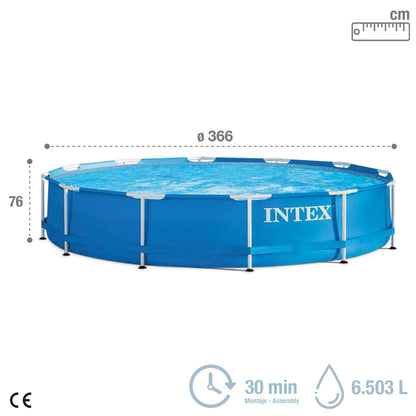 Intex Frame Pool Rund 366x76 cm mit Filterpumpe