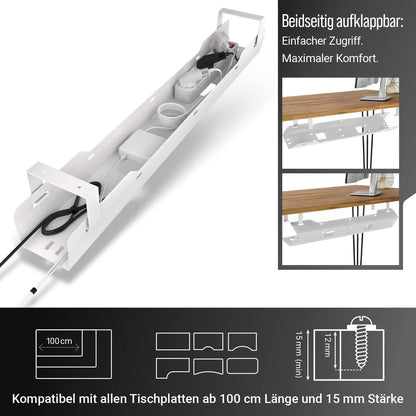 Ultimate Setup® Kabelwanne Schreibtisch – Kabelmanagement Weiss