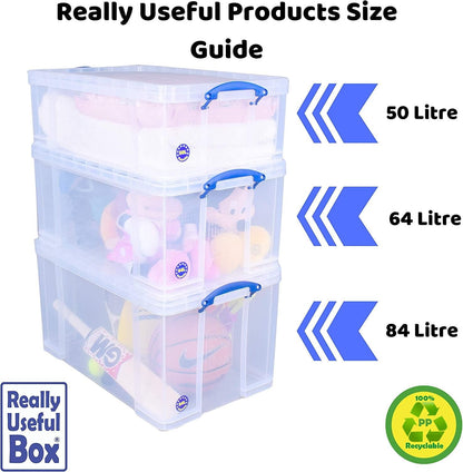 Really Useful Box 64L Aufbewahrungsbox transparent 2er-Pack