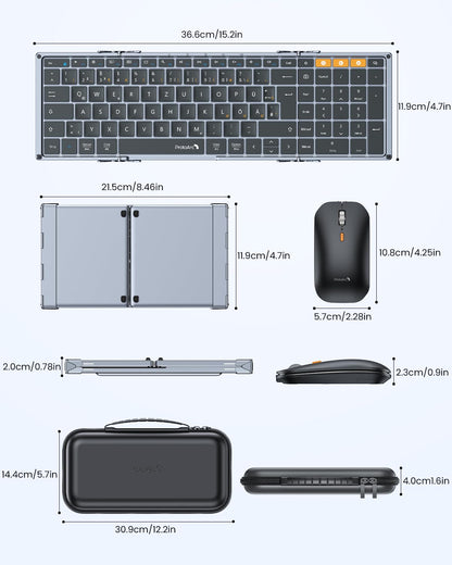 ProtoArc XKM01 Faltbare Kabellose Tastatur & Maus Set QWERTZ - Space Grau