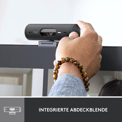 Logitech Brio 500 Full-HD Webcam mit Auto-Lichtkorrektur – Graphit