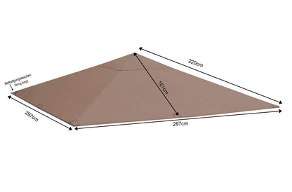 QUICK STAR Ersatzdach für Pavillon 3x3 m, Taupe/Beigegrau RAL 7006