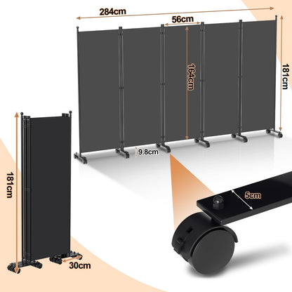 Vigevee Paravent Raumteiler klappbar 5-teilig Anthrazit