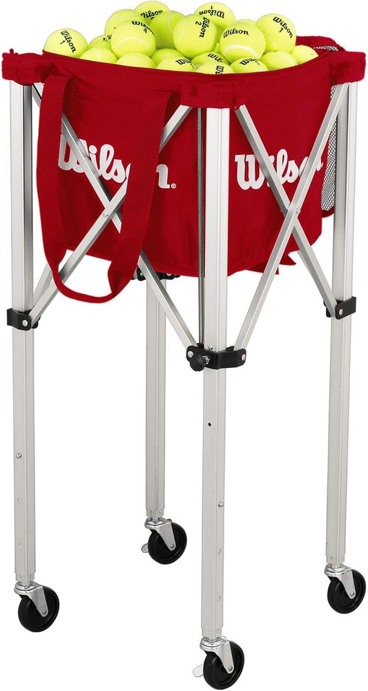 Wilson Easyball Tennis Teaching Cart 150 Ballwagen – Silber. Silberner Wagen für 150 Tennisbälle zur Ballbereitstellung im Training.