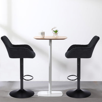 ralex-chair Samt Barhocker - höhenverstellbar drehbar schwarz 2er Set