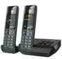 Gigaset Comfort 520A Duo DECT Telefon Set - Titan-Schwarz: Titan-schwarze Mobilteile und Basisstation für schnurlose DECT-Telefonie mit integriertem Anrufbeantworter.