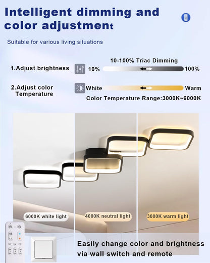 LED Deckenleuchte Dimmbar 45W - Schwarz 92cm Rechteckig