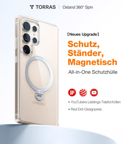 TORRAS Ostand Q3 Spin transparente Hülle für Samsung Galaxy S25 Ultra