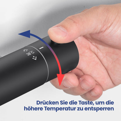 Auralum Duscharmatur mit Thermostat, 38°C Sicherheitssperre, Schwarz