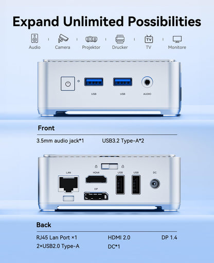 NiPoGi Essenx E2 Mini PC – Windows 11 Pro, 16GB/512GB SSD