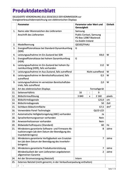 Samsung QLED Q7F 4K UHD Smart TV 50 Zoll mit AI Prozessor