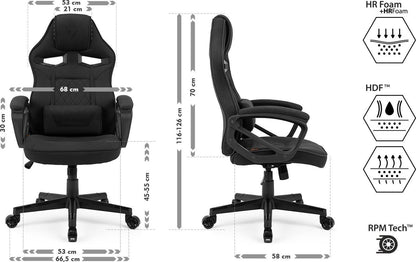 SENSE7 Knight Ergonomischer PC Gaming Stuhl - Schwarz