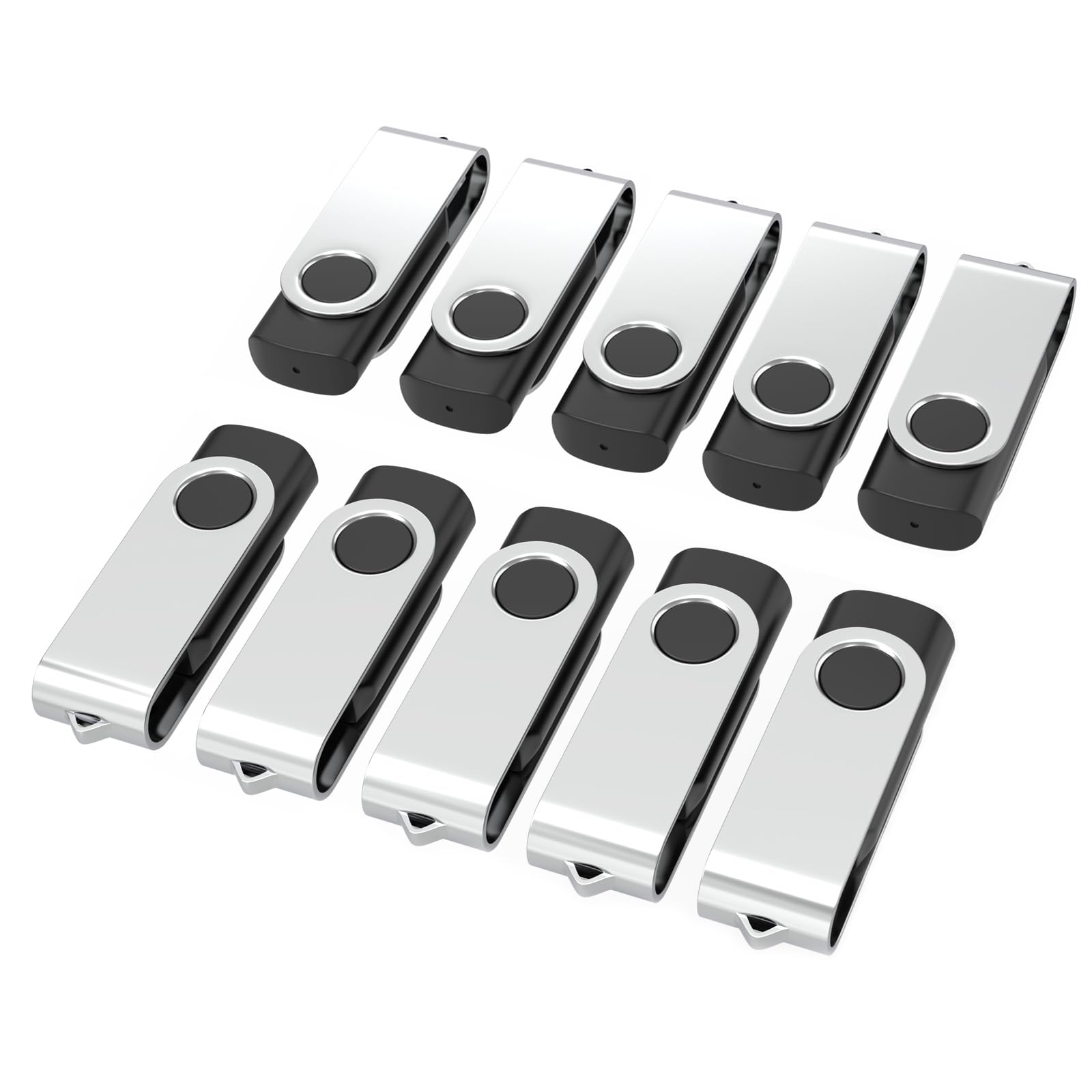 Wooolken USB Stick 16GB 10er Pack, USB 2.0 Speicherstick schwarz mit drehbarem Deckel