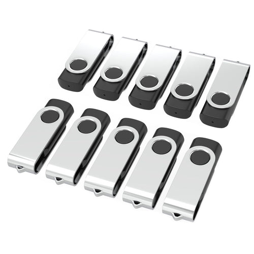 Wooolken USB Stick 16GB 10er Pack, USB 2.0 Speicherstick schwarz mit drehbarem Deckel