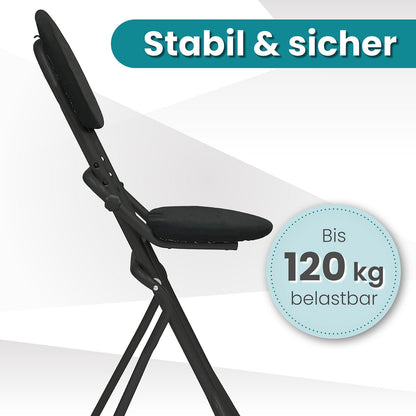 ELONEO Bügelstehhilfe mit Rückenkissen, höhenverstellbar, schwarz