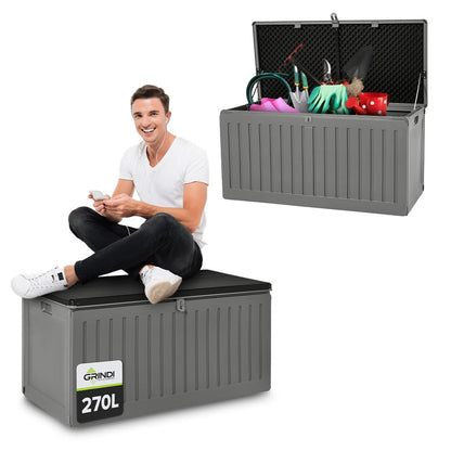 Grindi Cygnus Gartenbox Kissenbox - Dunkelgrau 270 Liter